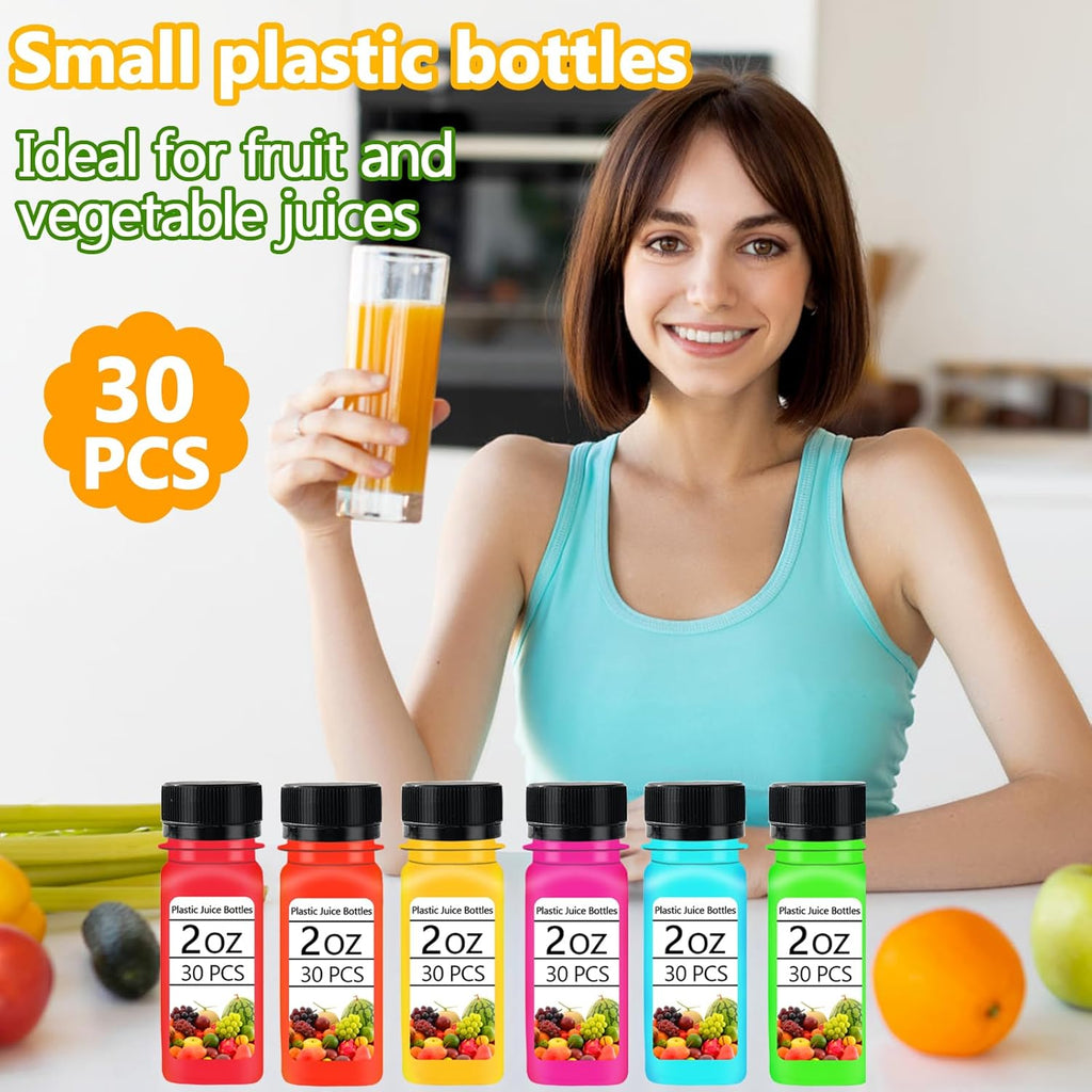 30PCS 2oz Clear Plastic Shot Bottles with Caps C585210