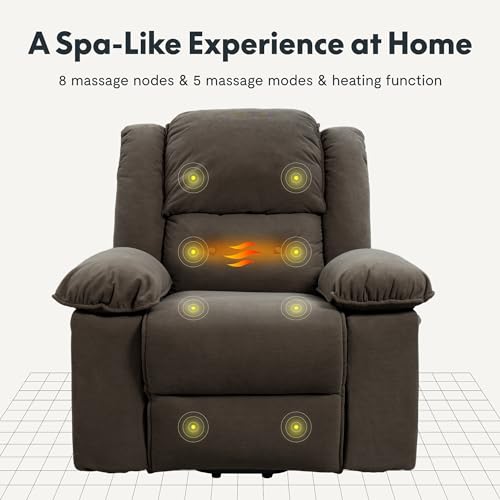 Brown Fabric Power Lift Recliner Chair with Massage and Heat K665030