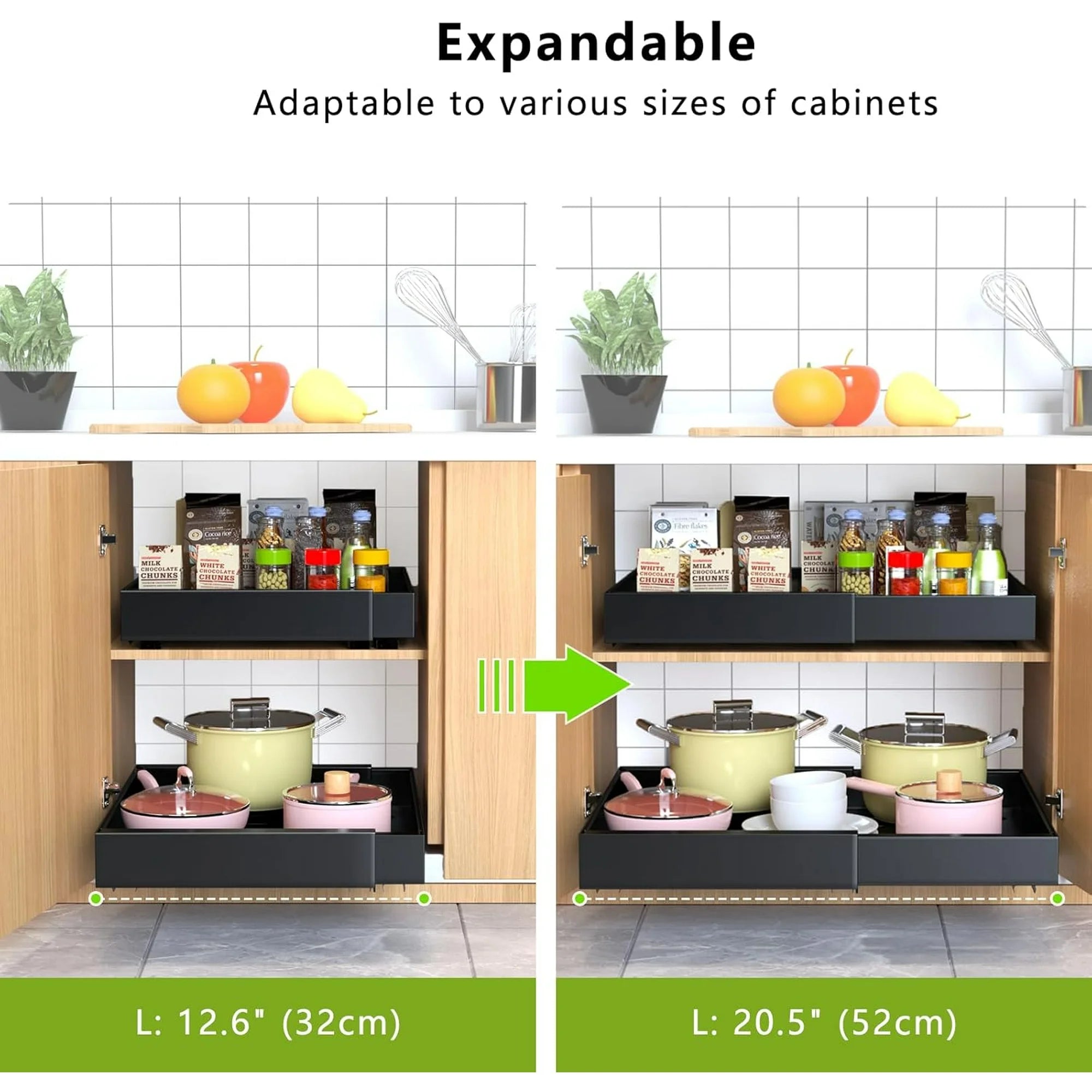 4 Pack Pull Out Cabinet Organizer 21Deep Expandable Slide Out Drawer Organizers M9559