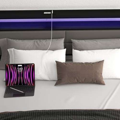 Grey Full Size Bed Frame with 4 Storage Drawers Q115945
