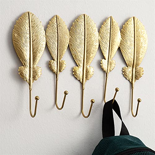 Golden Leaf Shape Wall Coat Rack L770