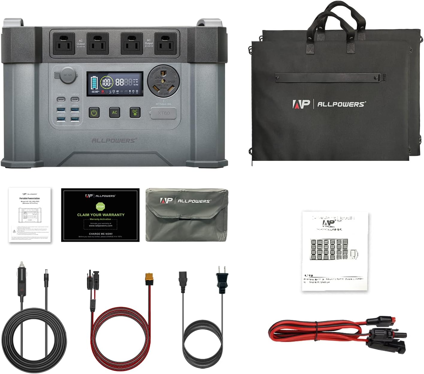 2400W Portable Power Station with 2pcs Foldable Solar Panel 100W G769