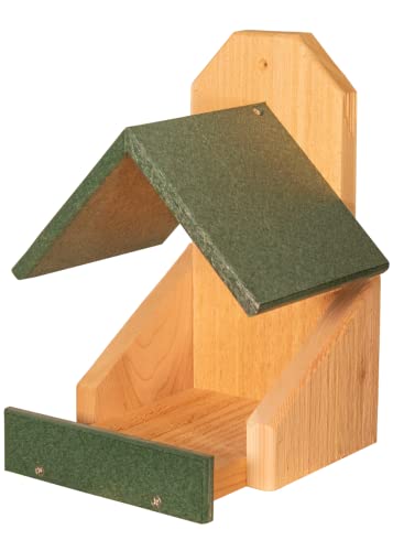 Cedar Robin Roost Birdhouse with Recycled Poly Lumber Roof (Green) B196