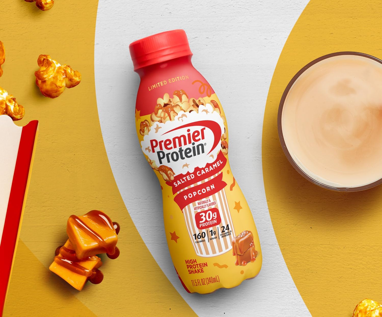 12 Pack Premier Protein Shake Salted Caramel Popcorn and Cake Batter W366