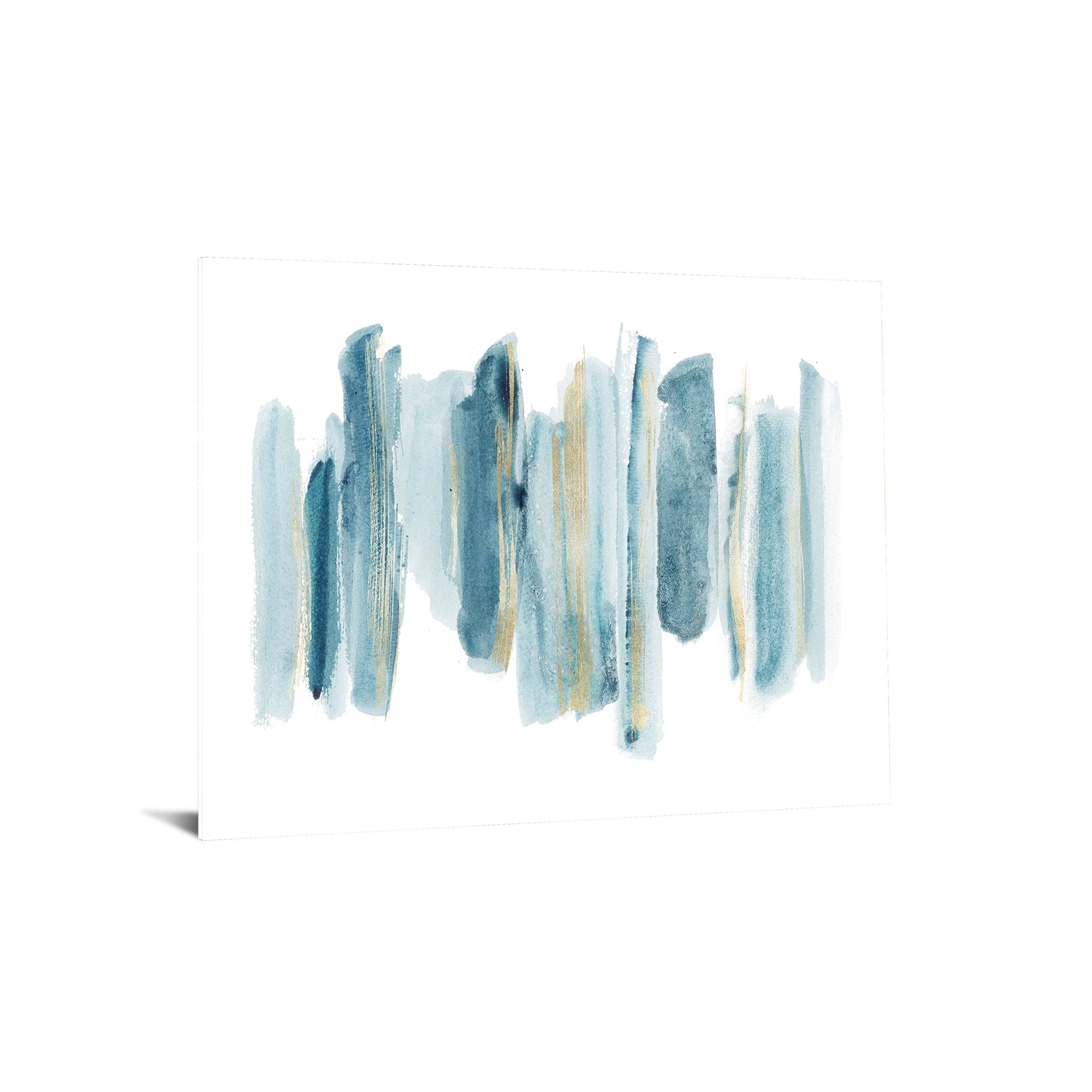 40x60 Blue and Gold Abstract Tempered Glass Wall Art B47626