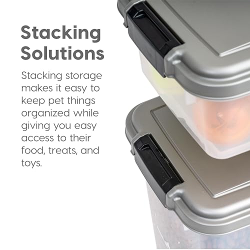 30 lbs & 11 lbs Combo Airtight Dog Food Storage Container, Stackable Treat Box, 2-Cup Scoop, Wheels, Seafoam Blue J33993