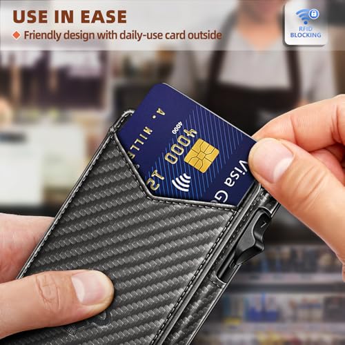 Men Wallet Money Clip Wallet Slim 9 Cards Metal Credit Card Case Magnetic Leather Flip Z7761