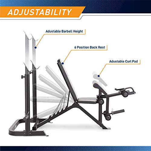 White/Black Olympic Workout Bench with Weight Rack Storage E126928