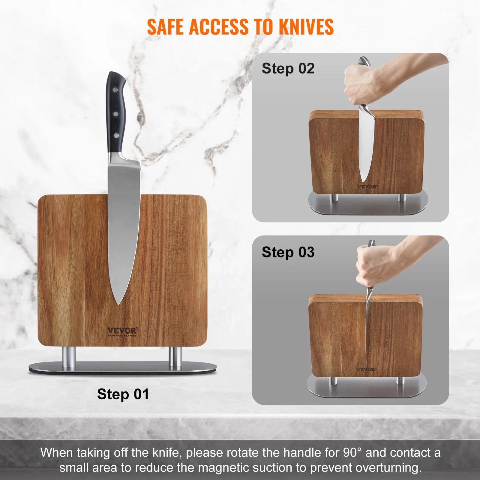 10 in Magnetic Acacia Wood Knife Block Q789