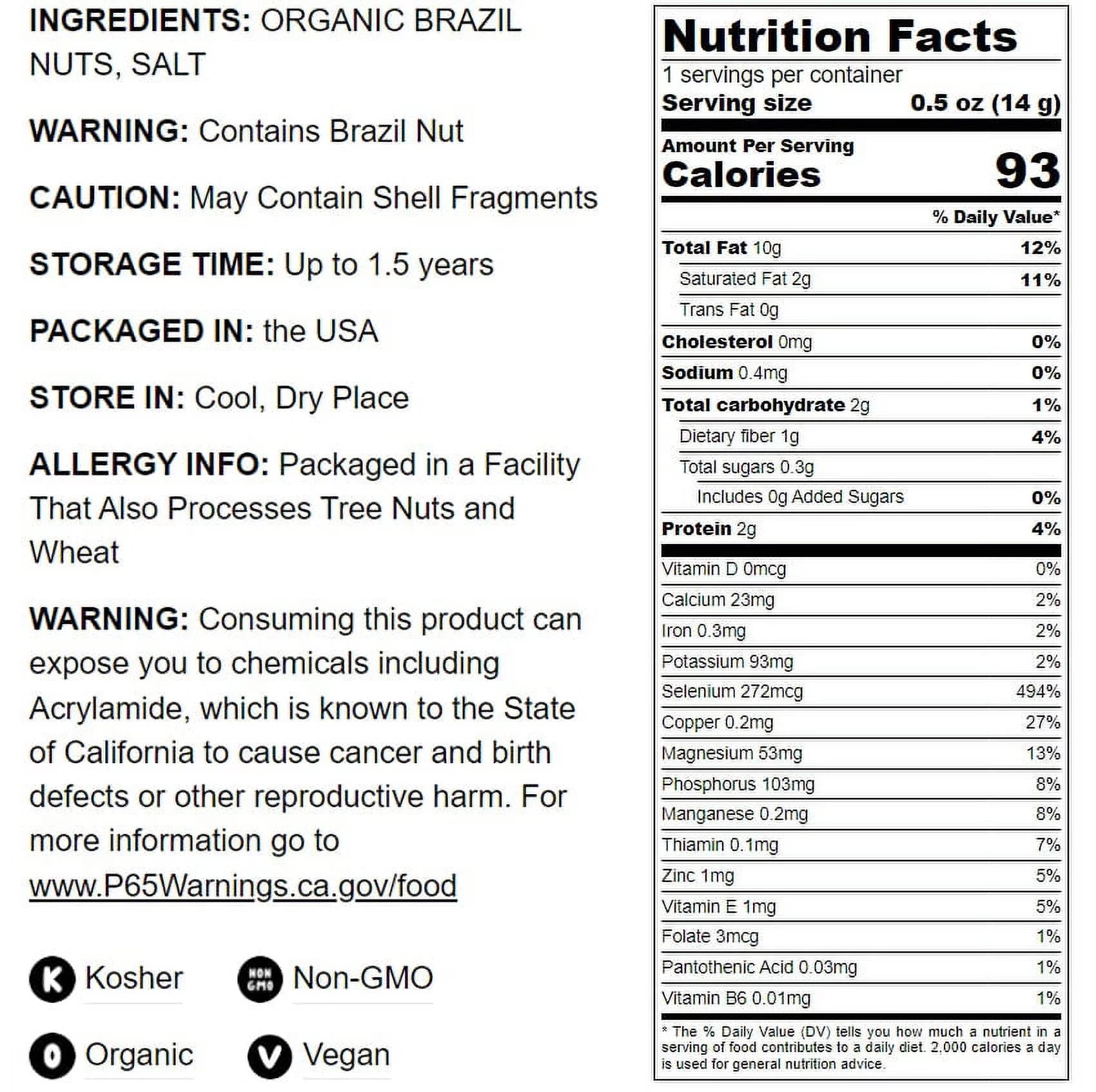 Organic Dry Roasted Brazil Nuts with Himalayan Salt, 4 Pounds I10900