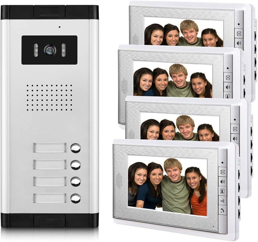 3 Units Wired Video Door Phone Kit with 7 Inches Monitor and Night Vision Camera J1060
