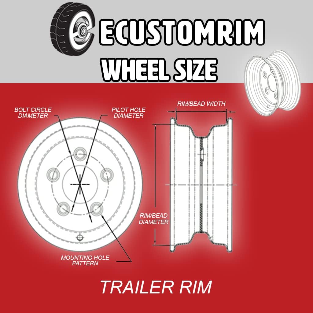 2-Pack Aluminum 5 Lug Trailer Wheel 12 in Black Rim ST145/R12 N9199