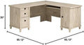 Chalk Oak L-Shaped Desk with Cord Management B649040