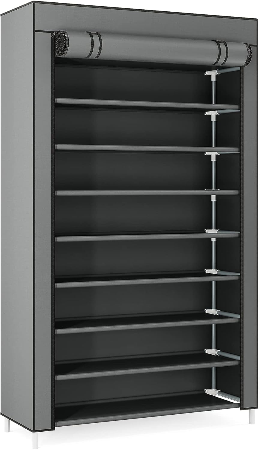 10 Tier Black Non-Woven Shoe Storage Cabinet C342