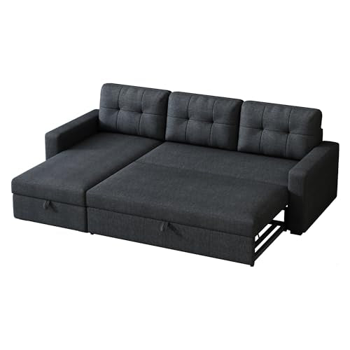 L-Shape Reversible Sectional Sleeper Sofa Bed with Storage Chaise Z9733