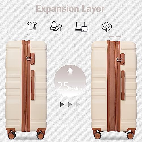 Brown and Ivory 4-Piece Expandable Hardside Suitcase Set M480314