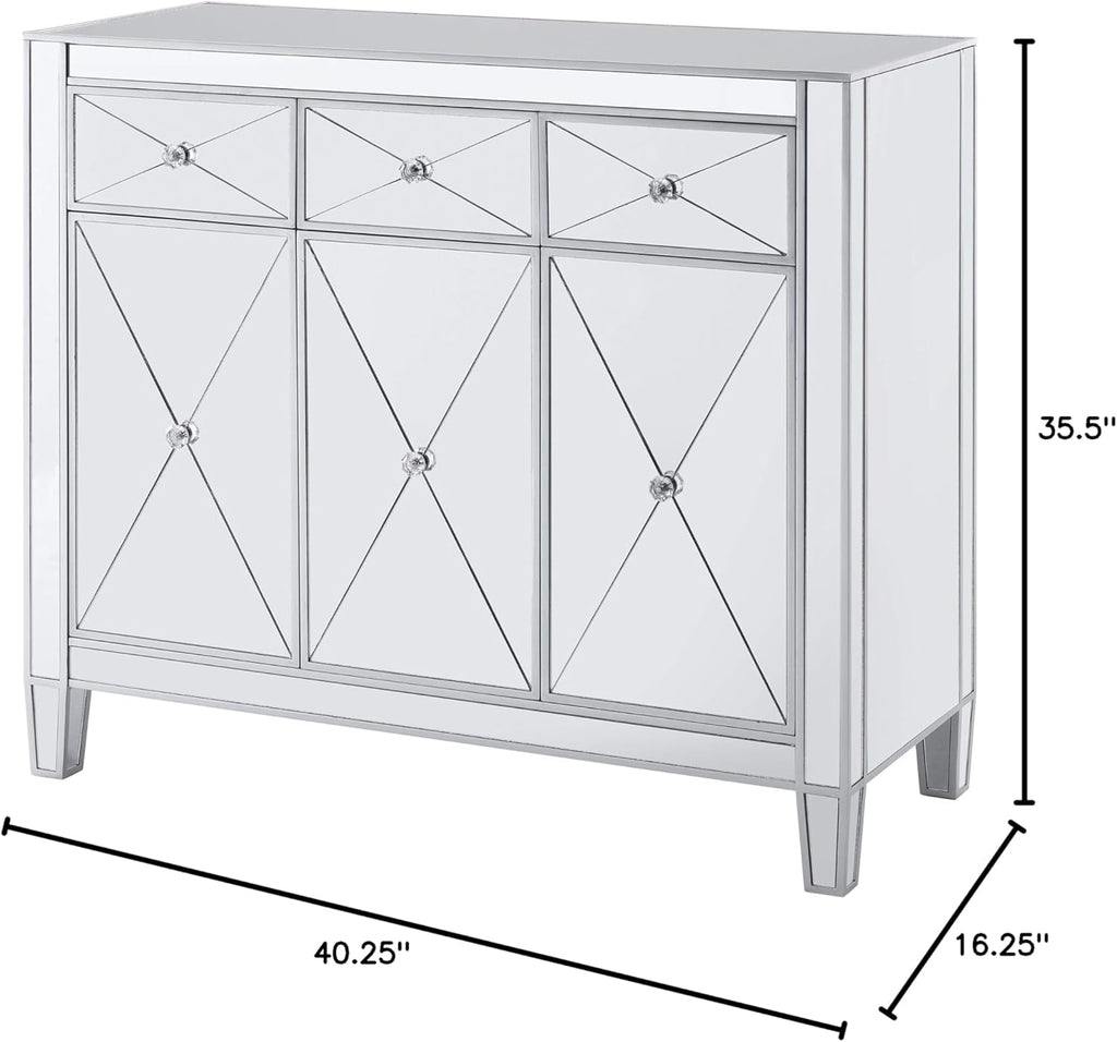 Mirrored Cabinet with Matte Silver Trim N158
