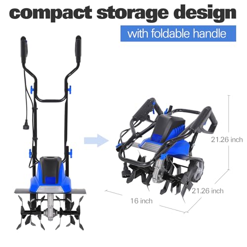 16 inch 13.5 Amp Corded Electric Tiller Cultivator with Foldable Handle R7770