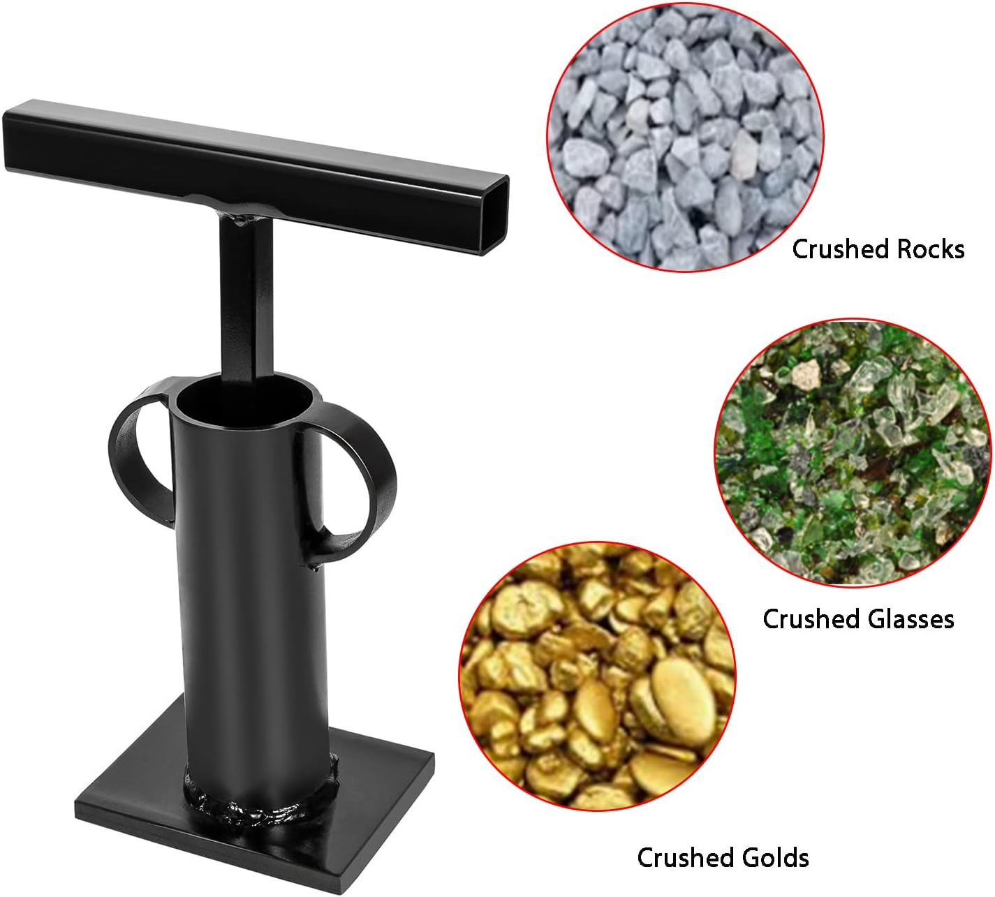 Rock Crusher Heavy Duty Frit Maker Glass Breaker Ore Crusher Gold Panning Mining Pulverizer Stone Rock Hound DIY W5124