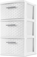 White 3 Drawer Weave Tower P44374