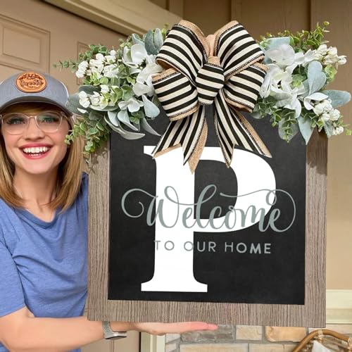 Farmhouse Welcome Sign with Wreaths Bow E413603