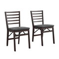 Dark Mahogany Wood Folding Chair with Vinyl Padded Seat, 2-Pack D9369