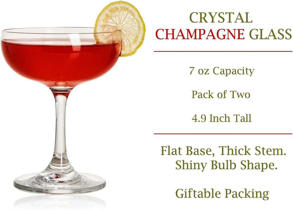 Champagne Coupe Glass Set of 2, Crystal, 7 oz B265