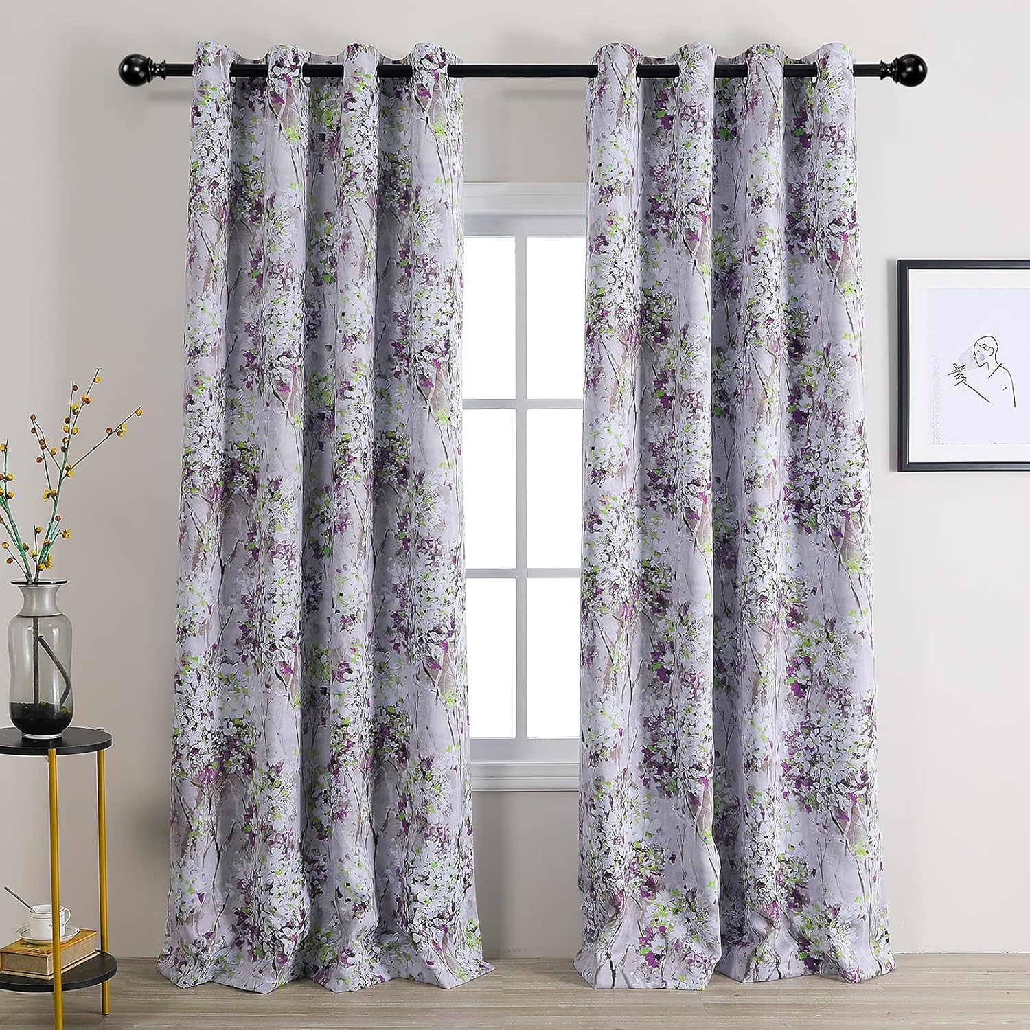 Purple 108 Inch Length Thermal Curtains 2 Panels with Grommet Top B2820