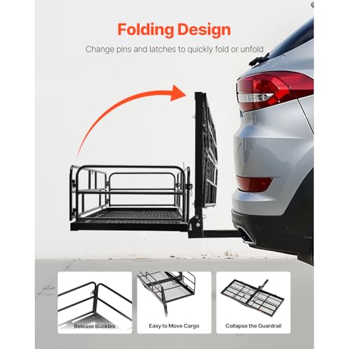 70" x 30" x 6" Folding Hitch Cargo Carrier with 500 lbs Capacity J87838