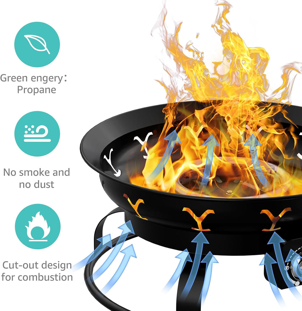 Portable Propane Fire Pit with Lid B7193