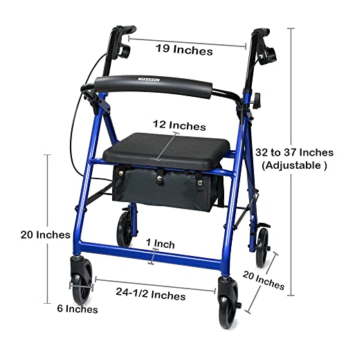 Red Lightweight Aluminum Rollator Walker with Seat and Wheels, 300 lbs Weight Capacity J222