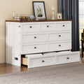 White+Walnut Full Size Murphy Bed with Large Drawer W2039