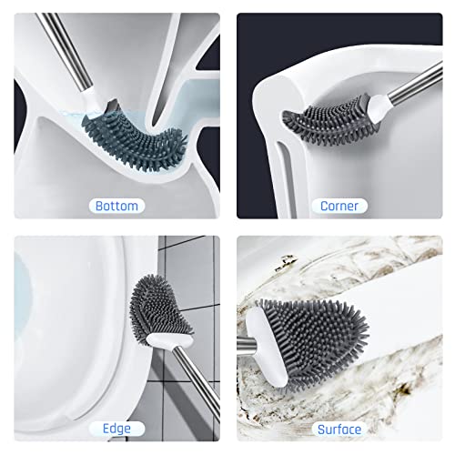 Toilet Brush and Holder Set with Silicone Bristles Y696