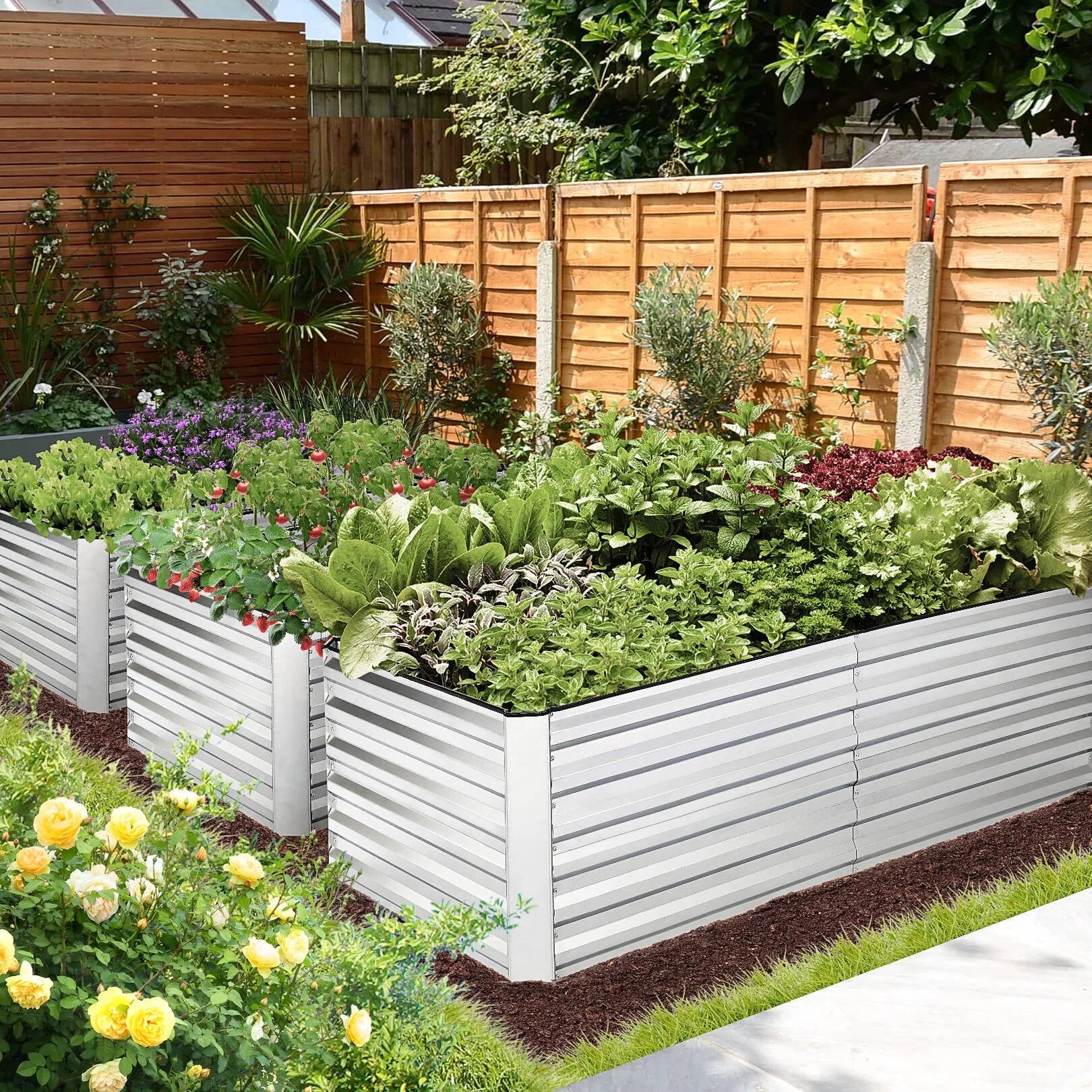 Galvanized Raised Garden Beds 6ftx3ftx2ft Large Metal Planter Box N896