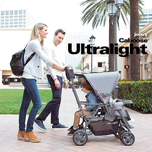 Black Double Stroller with Rear Bench and Standing Platform O5131
