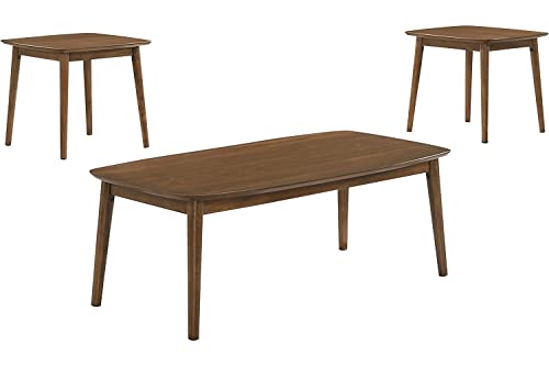 Natural Walnut 3 Piece Wood Coffee Table and End Table Set B37302