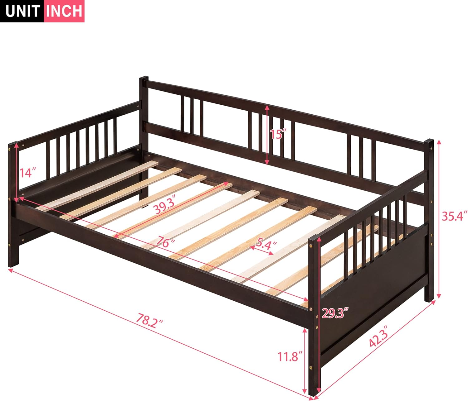 Twin Size Solid Wood Daybed B6263