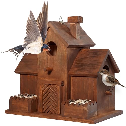 3 Hole Bird House with Bird Feeder R45706