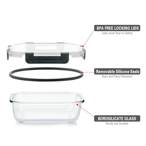 10 Pack 22 Oz Glass Meal Prep Containers with Lids, Gray Y110