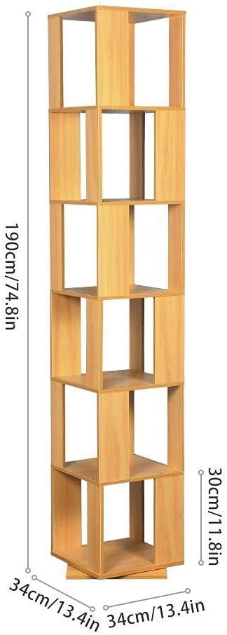 Walnut 6 Tiers Wooden Corner Bookcase I626916