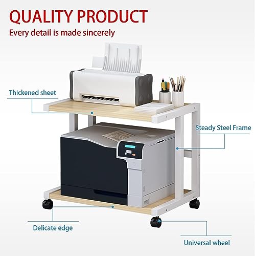 Black 2 Tier Printer Stand with Wheels J6368