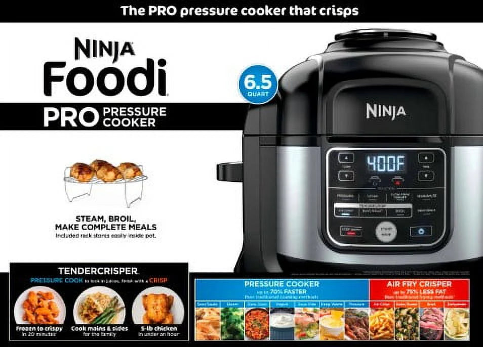 10-in-1 6.5-Quart Pro Pressure Cooker Air Fryer Multicooker, Stainless G1403