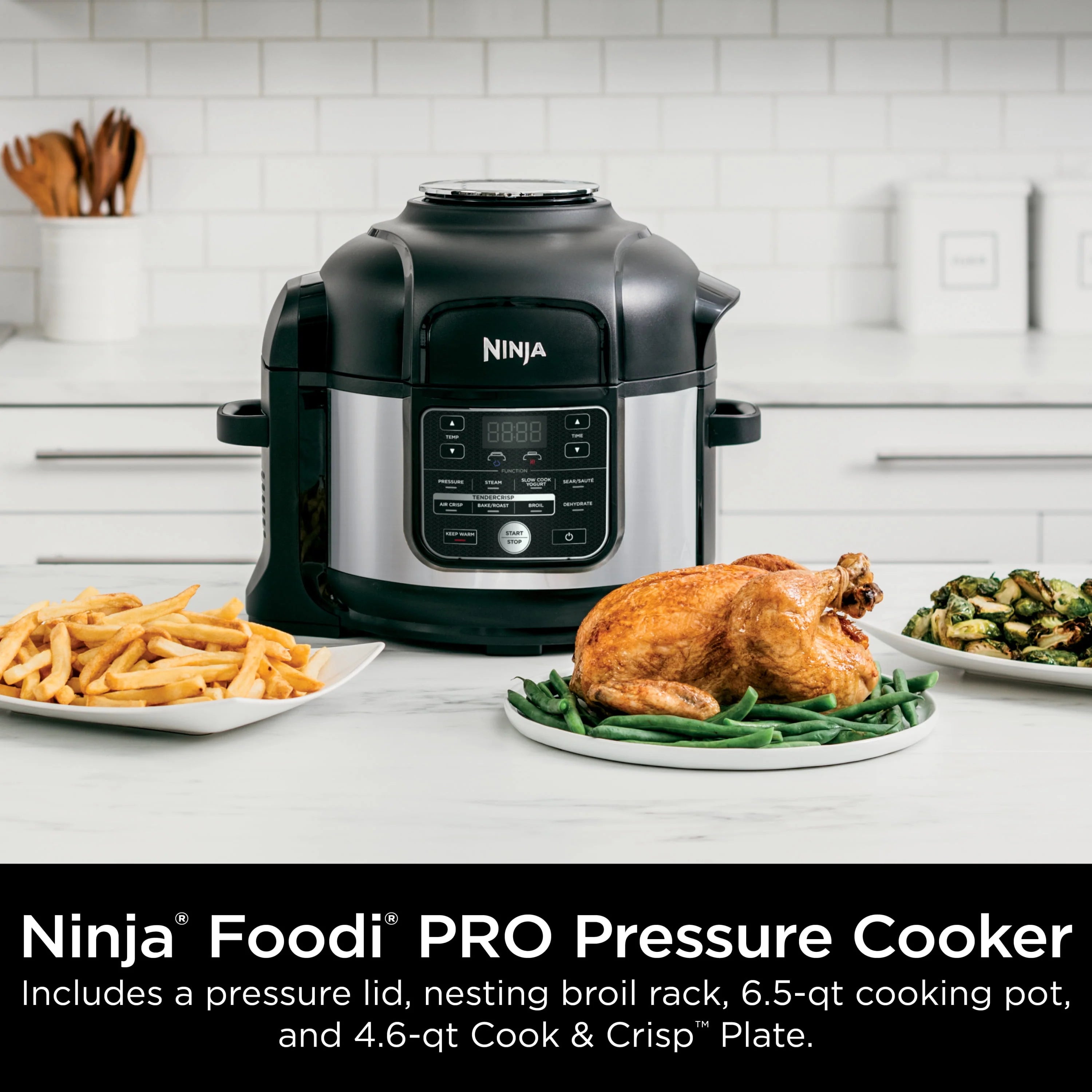 10-in-1 6.5-Quart Pro Pressure Cooker Air Fryer Multicooker, Stainless G1403