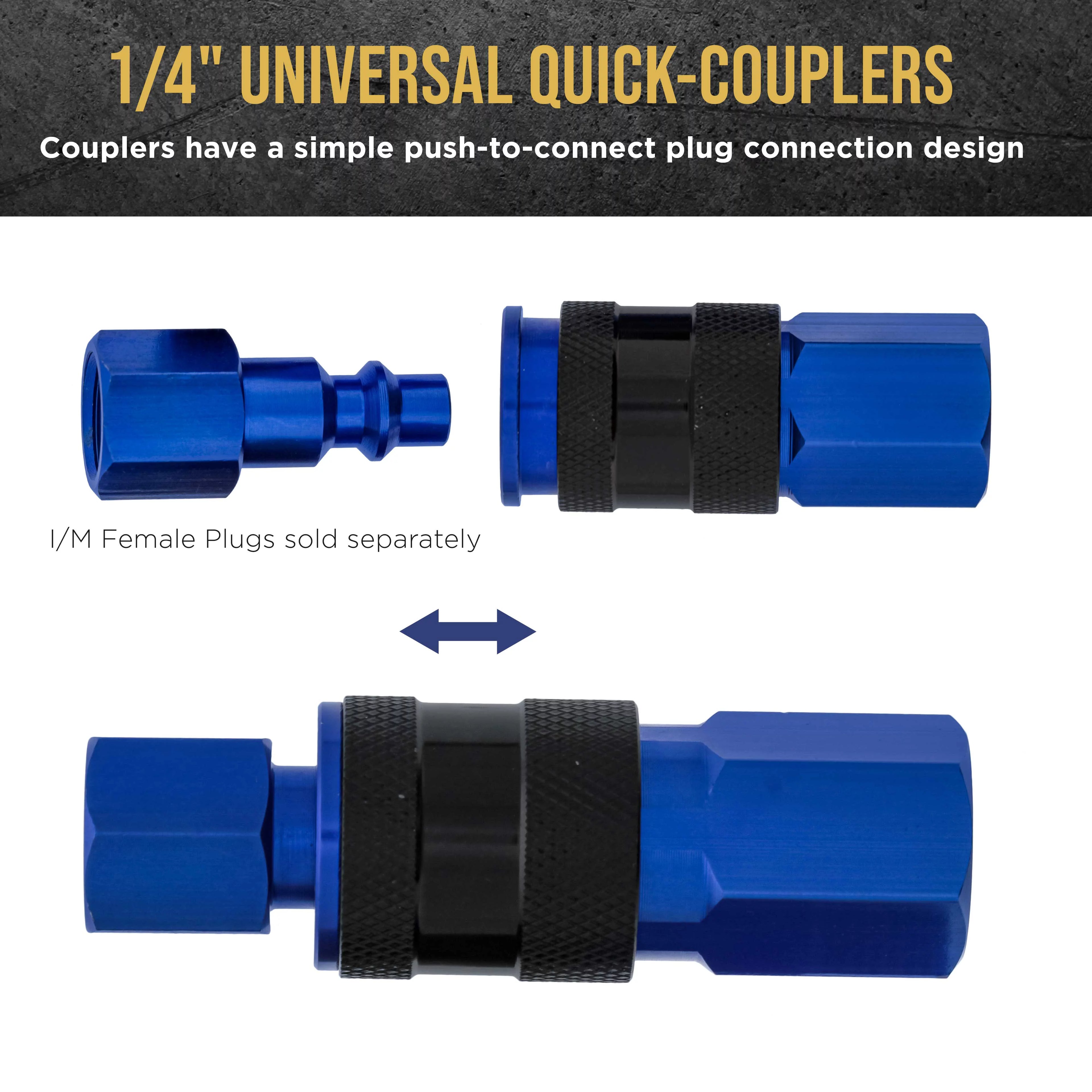 8 Piece Universal Air Hose Quick Push Connect Coupler Set with 1/4" NPT Female Threads G265