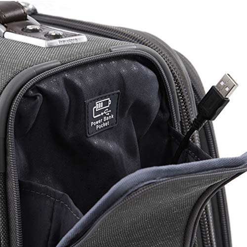 Vintage Grey 16-Inch Underseat Spinner Tote Bag with USB Port C9644