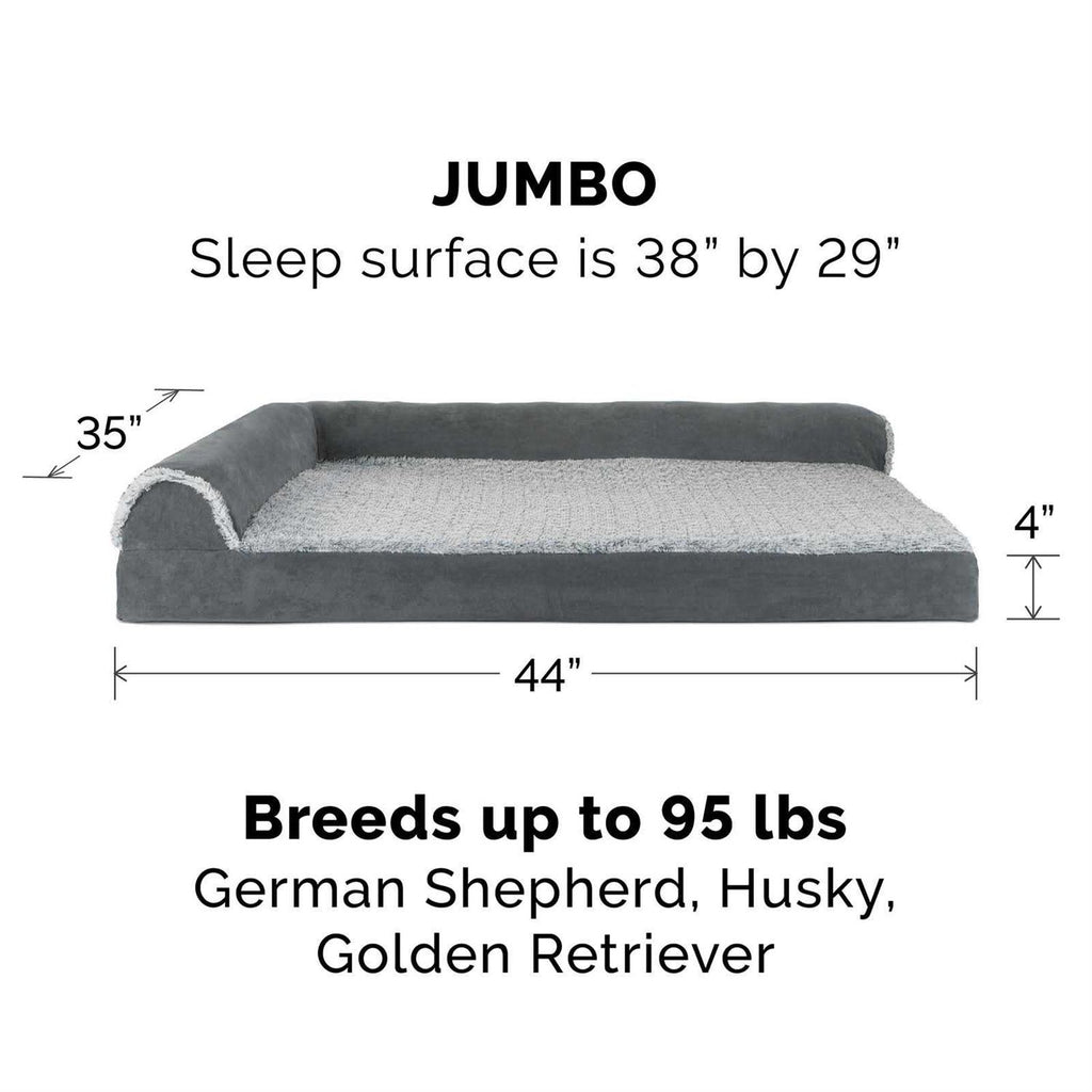 Two-Tone Faux Fur Suede Chaise Lounge Dog Bed G7750