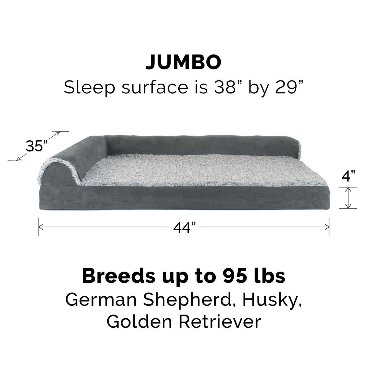 Two-Tone Faux Fur Suede Chaise Lounge Dog Bed G7750