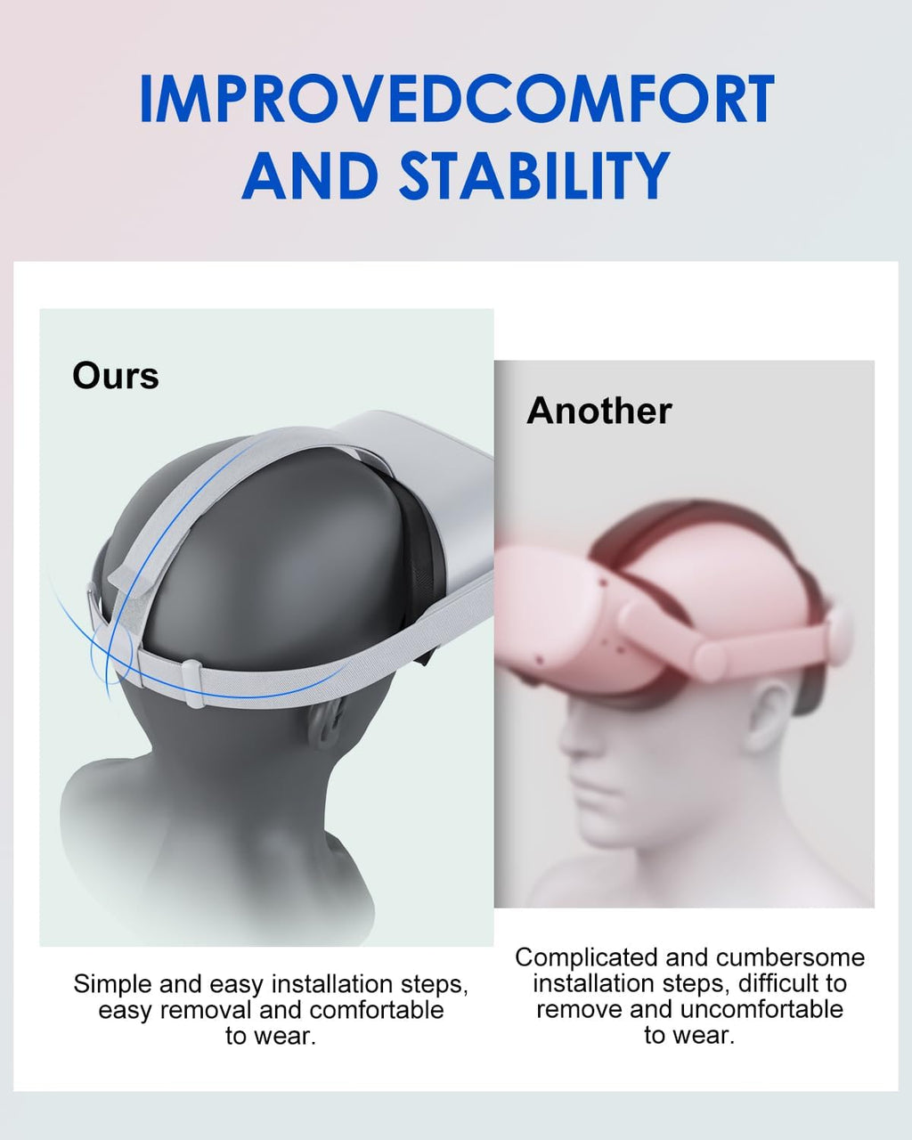Head Strap for Oculus Quest 2 Headset with 2 Pair Thumb Grip Caps B665