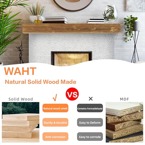 60" Rustic Wood Fireplace Mantel Floating Shelf G15105