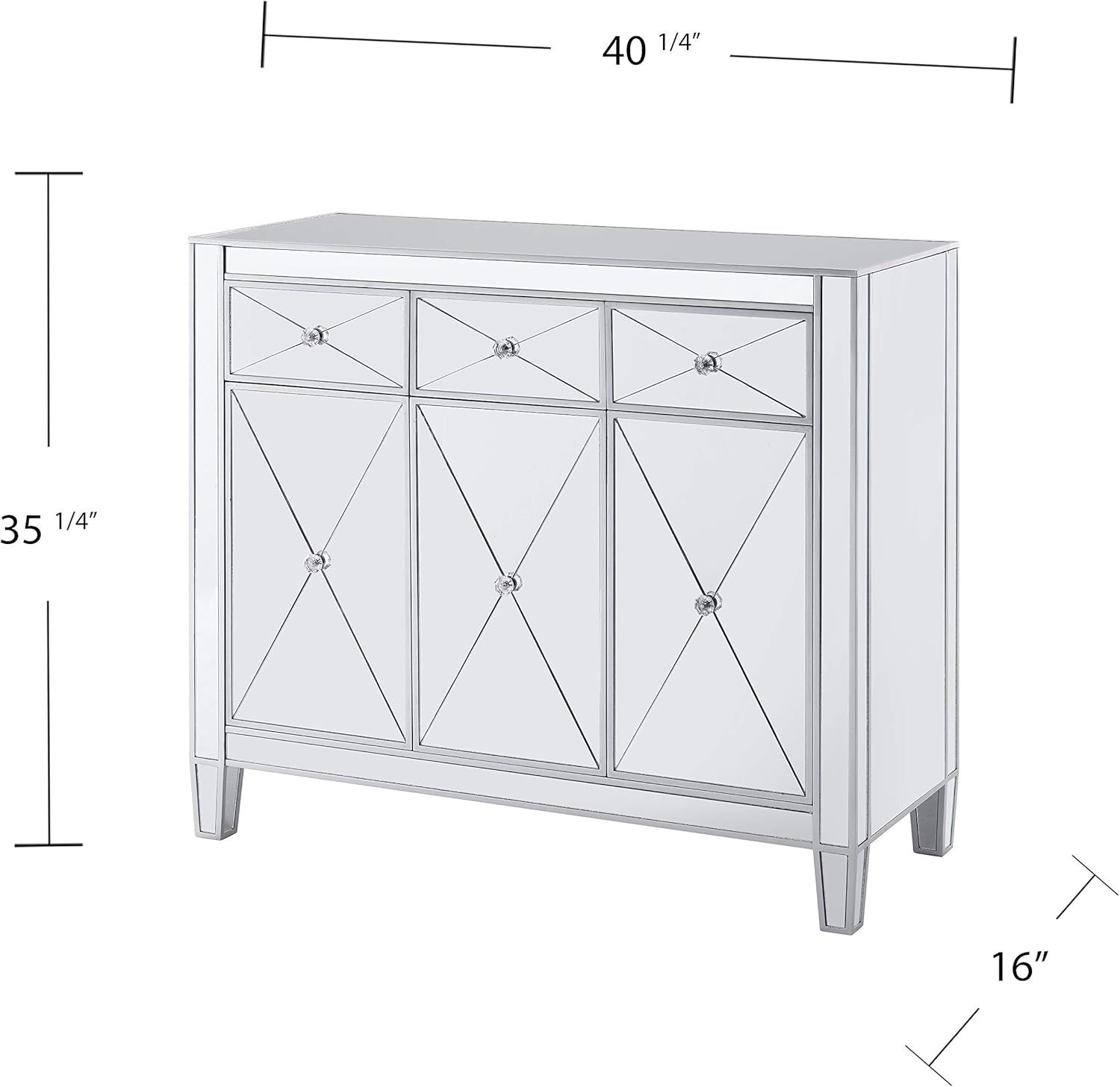 Mirrored Cabinet with Matte Silver Trim N158